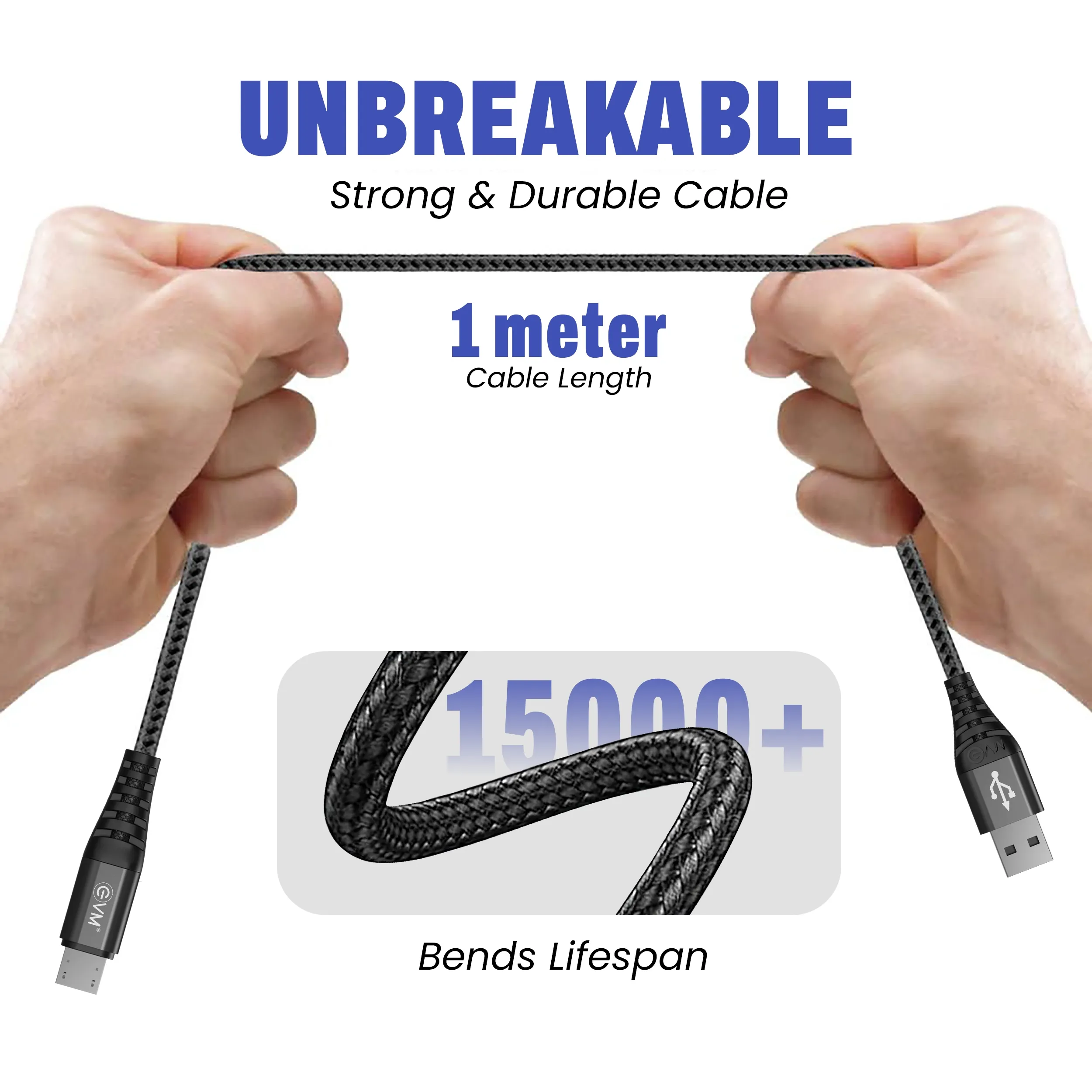 EVM Micro USB Mobile Charging Cable (Metal Head Nylon Braided Cable) EVM-CM-011 view 7
